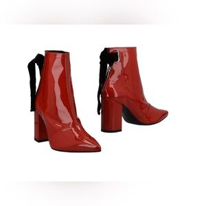 Robert Clergerie Red Patent Leather Ankle Boots